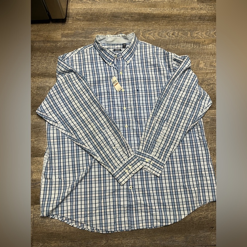 IZOD Blue and White Checkered Shirt